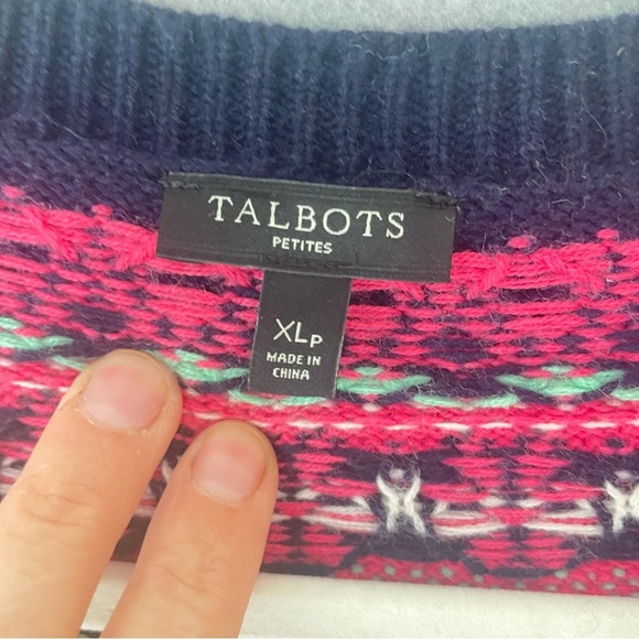 Talbots Icelandic Skandi wool design cardigan Sweater XLp - Picture 3 of 8